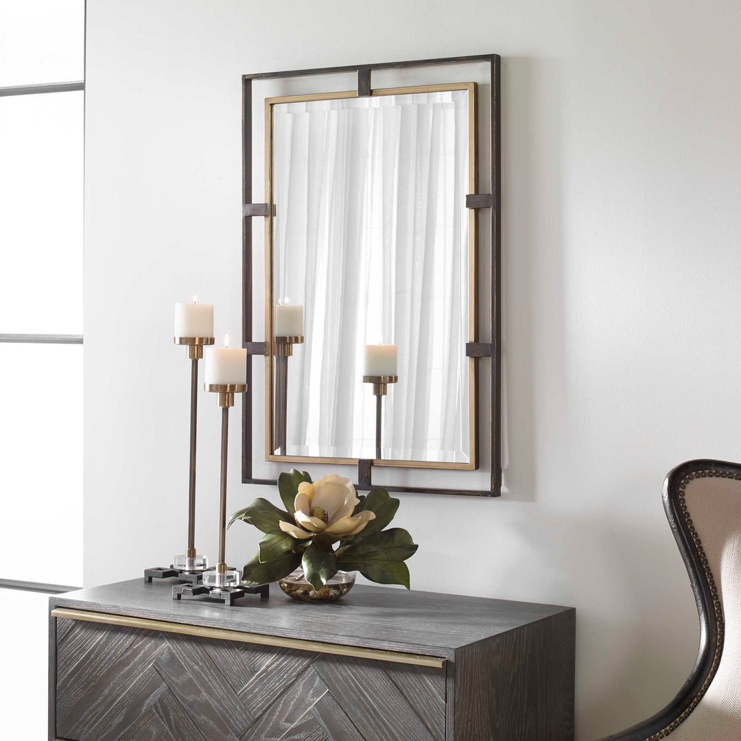 American Home Furniture Uttermost Carrizo Gold & Bronze Rectangle Mirror