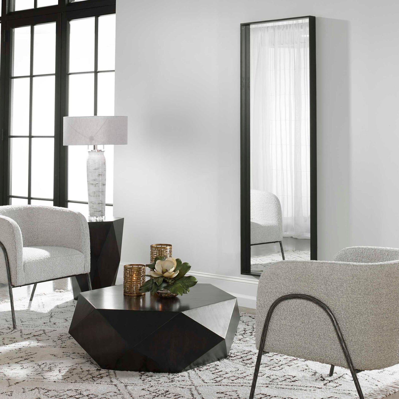 American Home Furniture Uttermost Kahn Oversized Black Rectangular Mirror