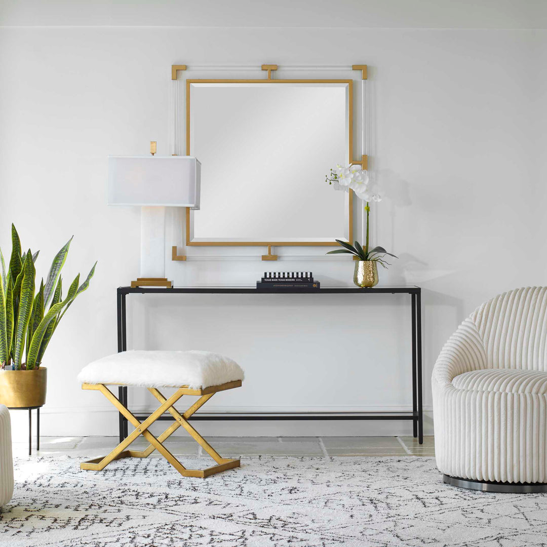 American Home Furniture Uttermost Balkan Golden Square Mirror