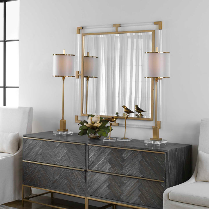 American Home Furniture Uttermost Balkan Golden Square Mirror