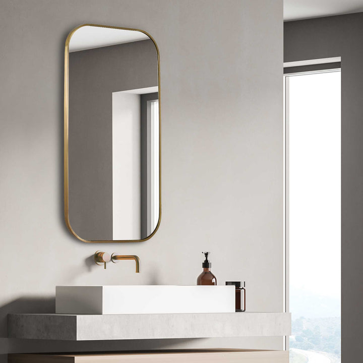 American Home Furniture Uttermost Taft Plated Brass Mirror
