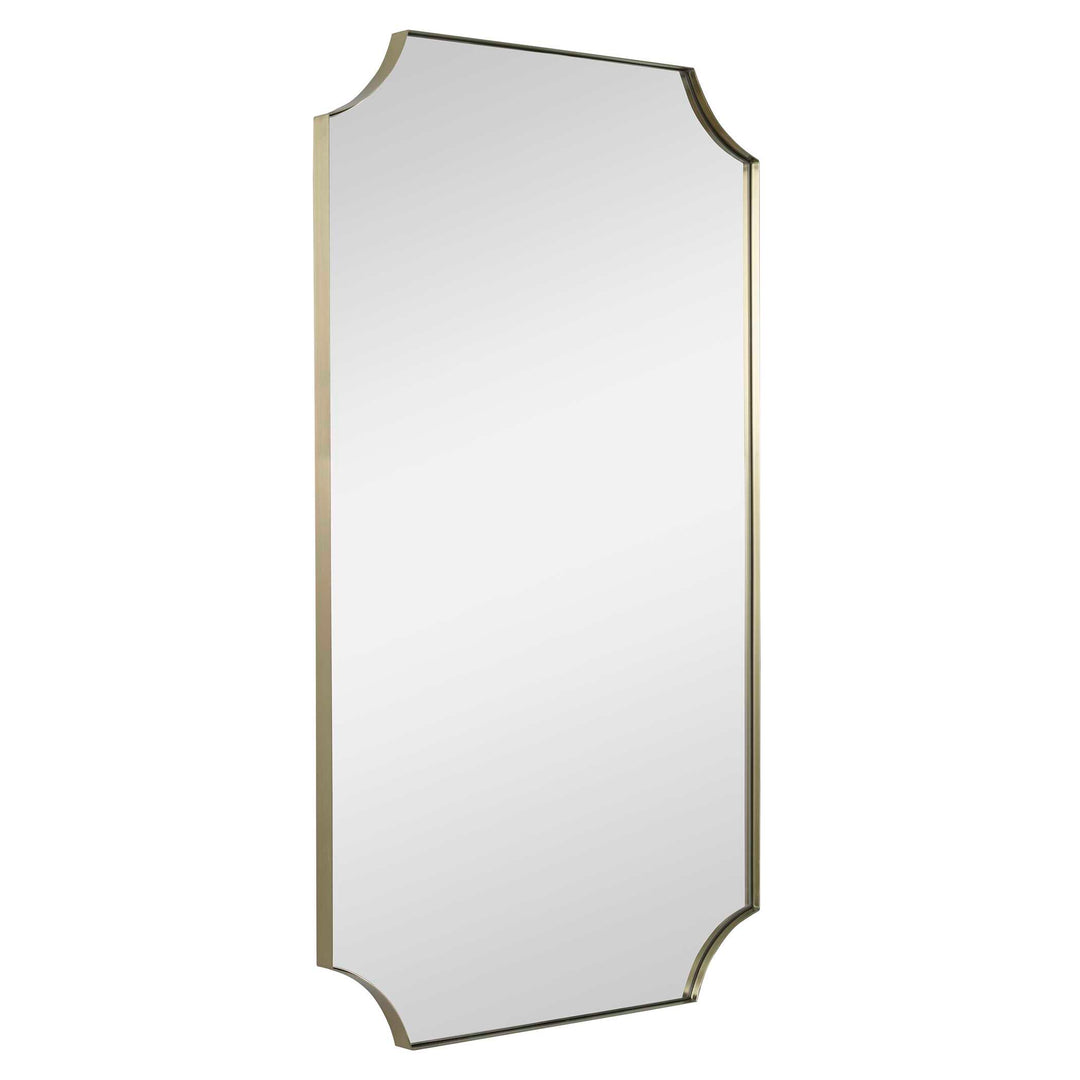 American Home Furniture Uttermost Lennox Brass Scalloped Corner Mirror