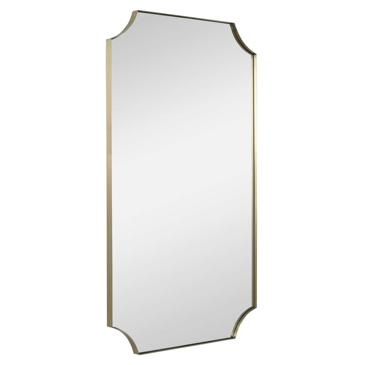 American Home Furniture Uttermost Lennox Brass Scalloped Corner Mirror