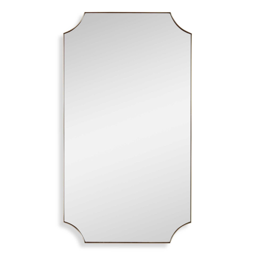 American Home Furniture Uttermost Lennox Brass Scalloped Corner Mirror