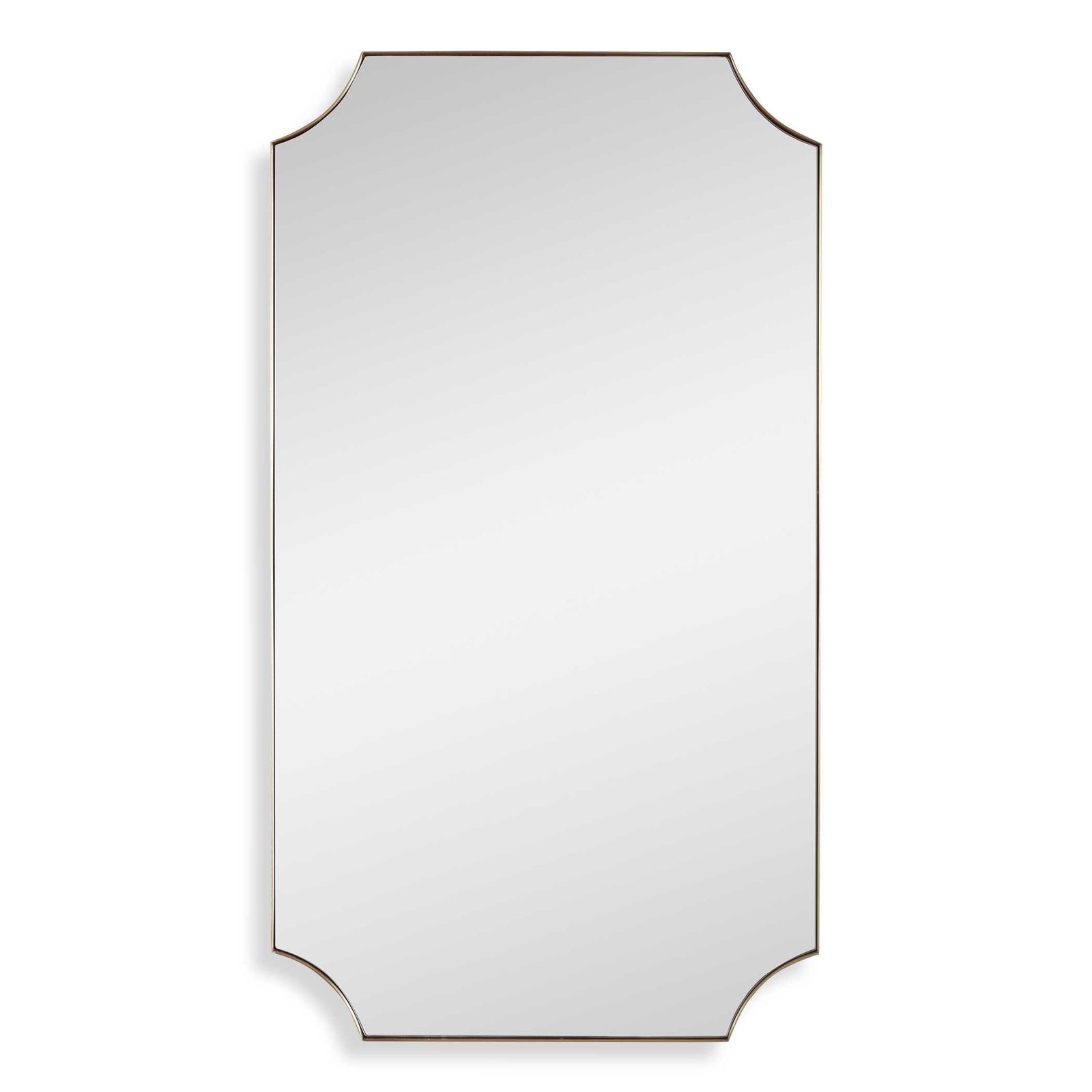 American Home Furniture Uttermost Lennox Brass Scalloped Corner Mirror