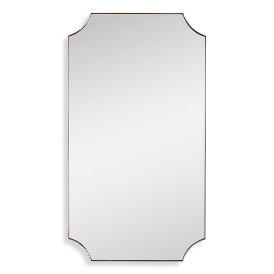 American Home Furniture Uttermost Lennox Brass Scalloped Corner Mirror