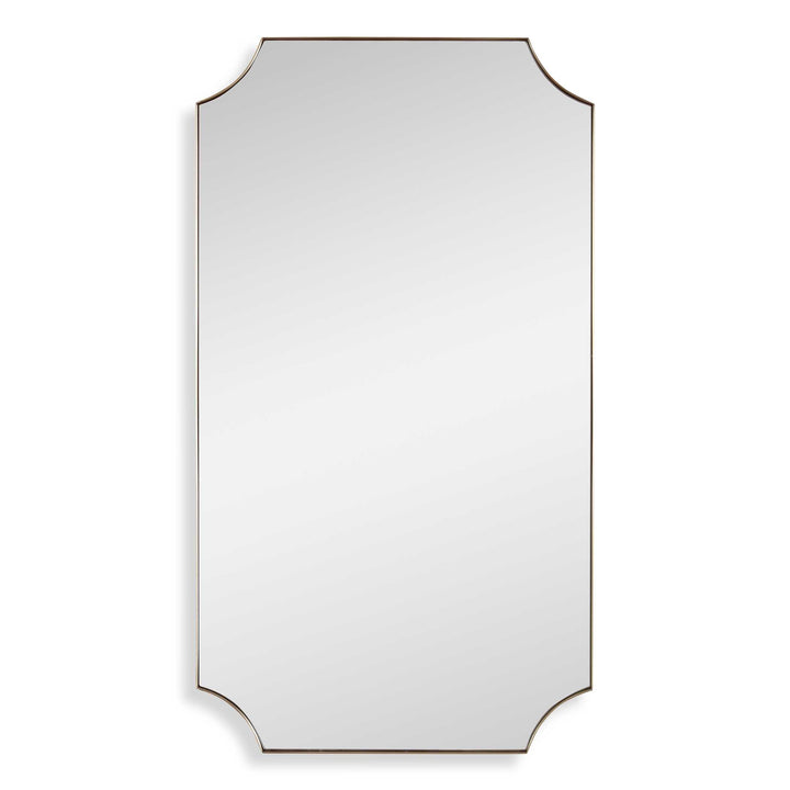 American Home Furniture Uttermost Lennox Brass Scalloped Corner Mirror