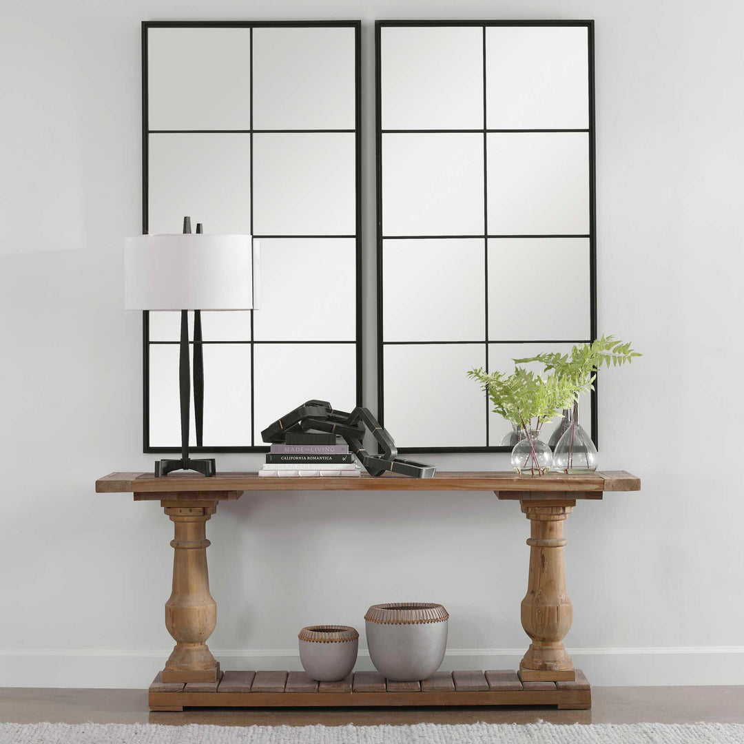 American Home Furniture Uttermost Rousseau Iron Window Mirror