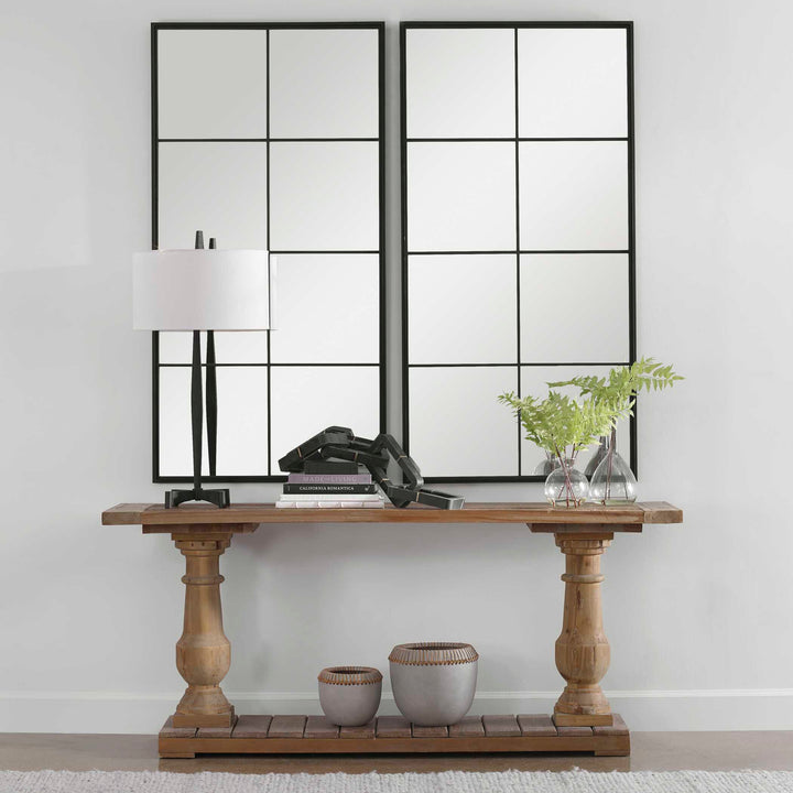 American Home Furniture Uttermost Rousseau Iron Window Mirror