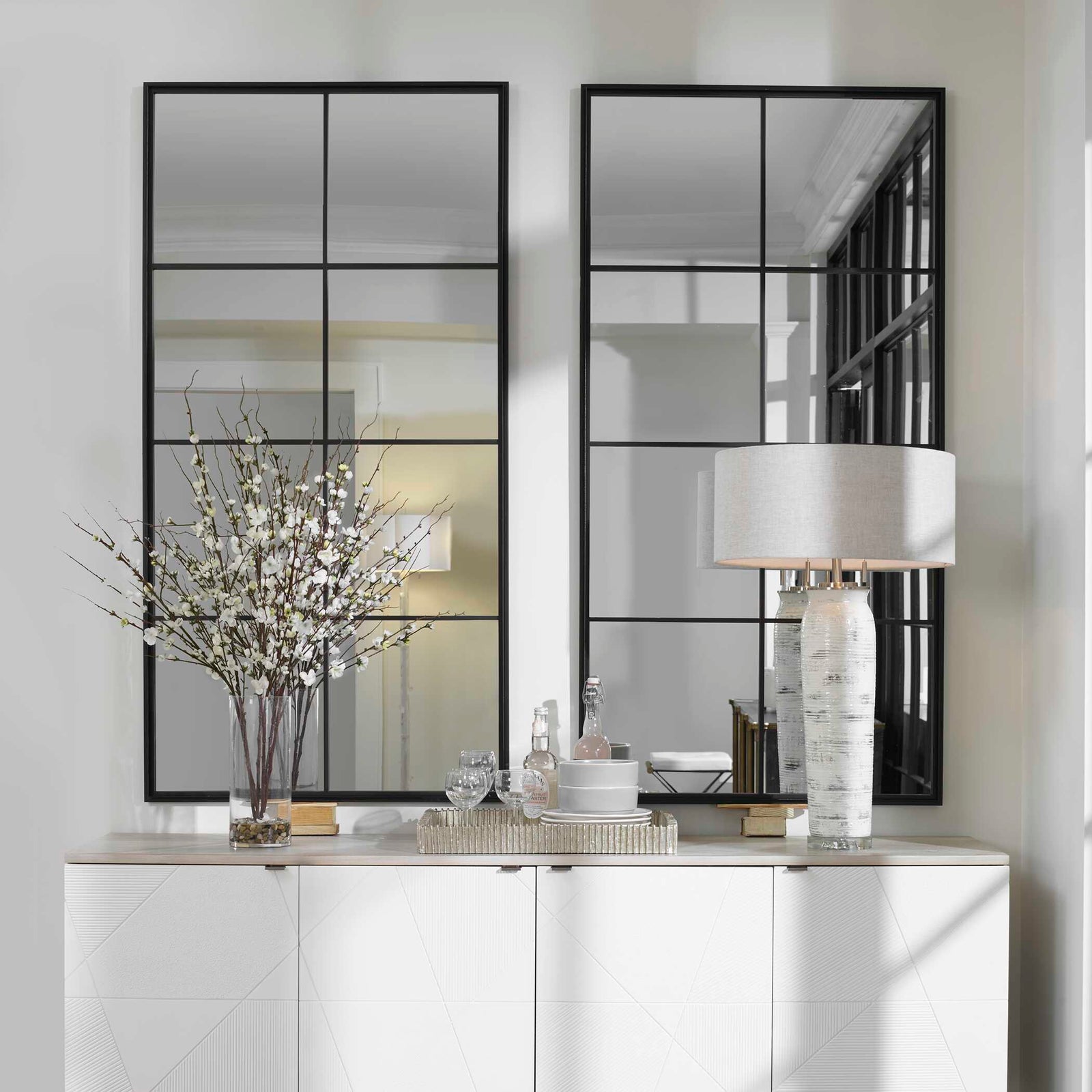 American Home Furniture Uttermost Rousseau Iron Window Mirror