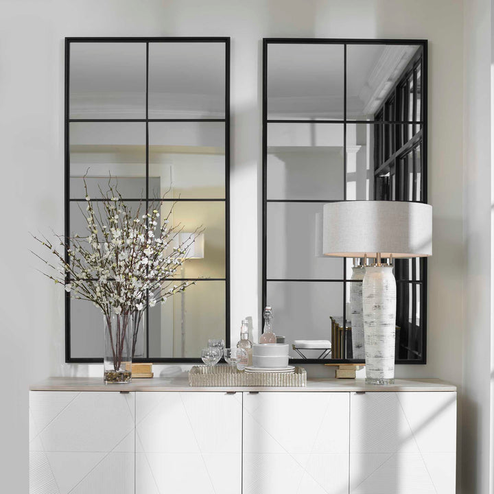 American Home Furniture Uttermost Rousseau Iron Window Mirror
