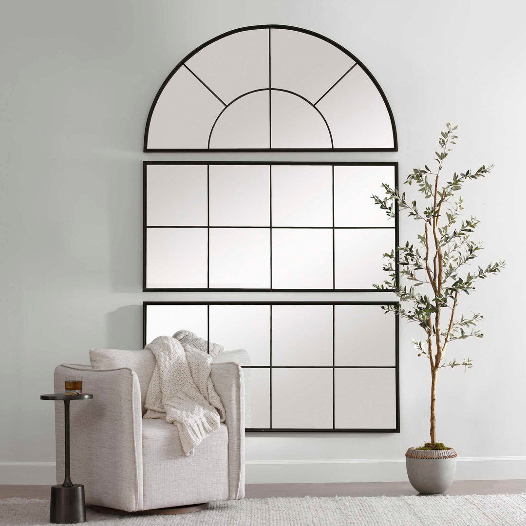 American Home Furniture Uttermost Rousseau Iron Window Arch Mirror