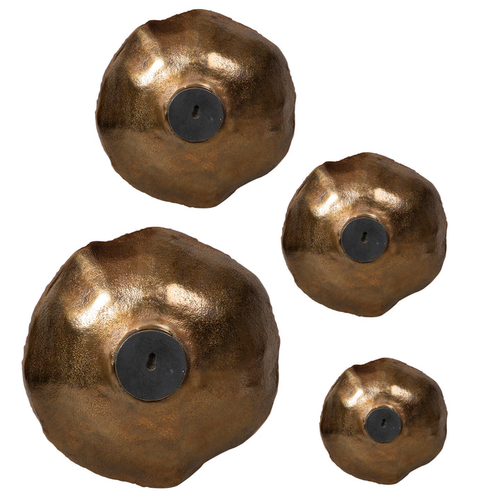 American Home Furniture Uttermost Lucky Coins Brass Wall Bowls, S/4