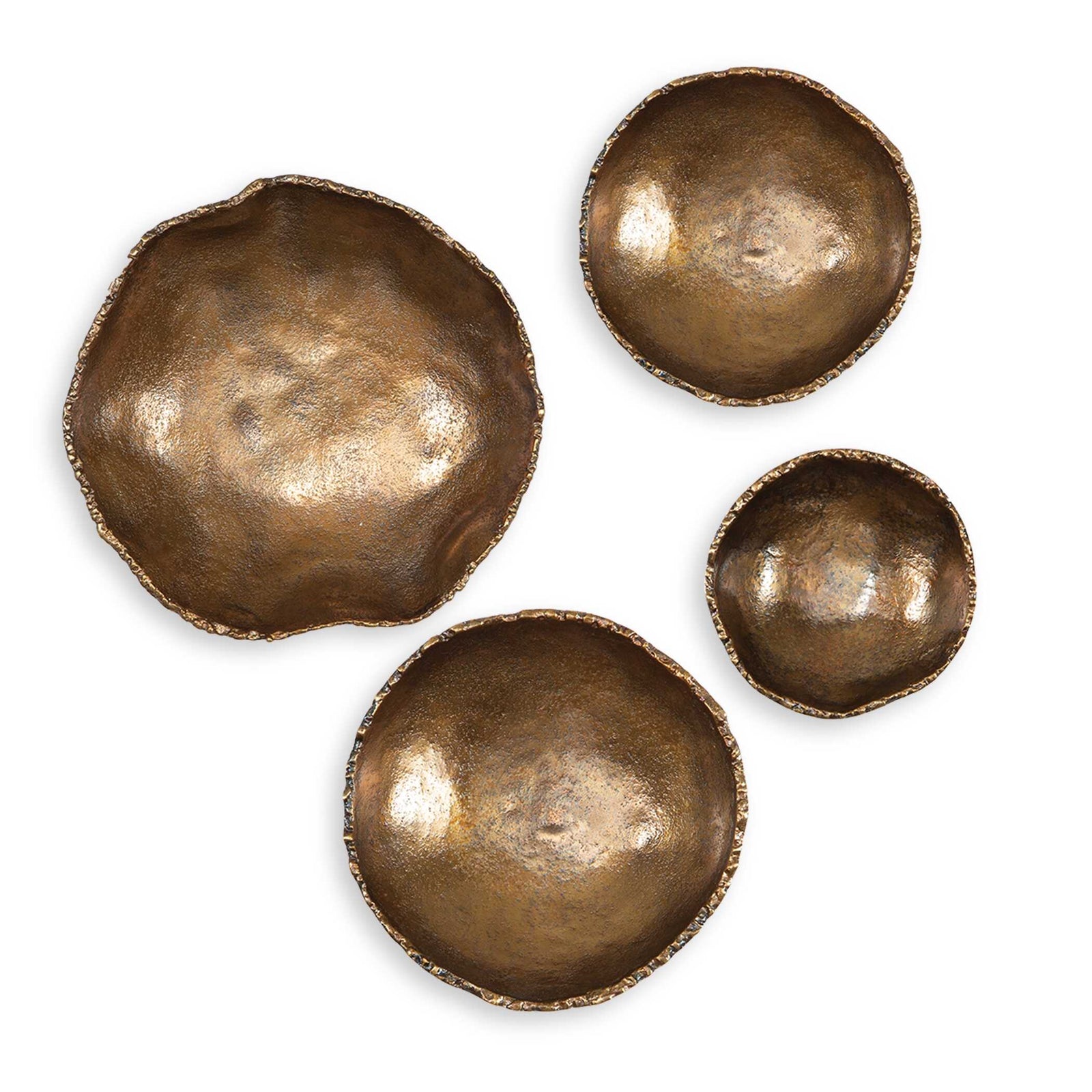 American Home Furniture Uttermost Lucky Coins Brass Wall Bowls, S/4