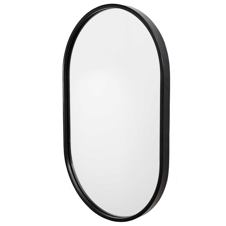 American Home Furniture Uttermost Varina Minimalist Black Oval Mirror