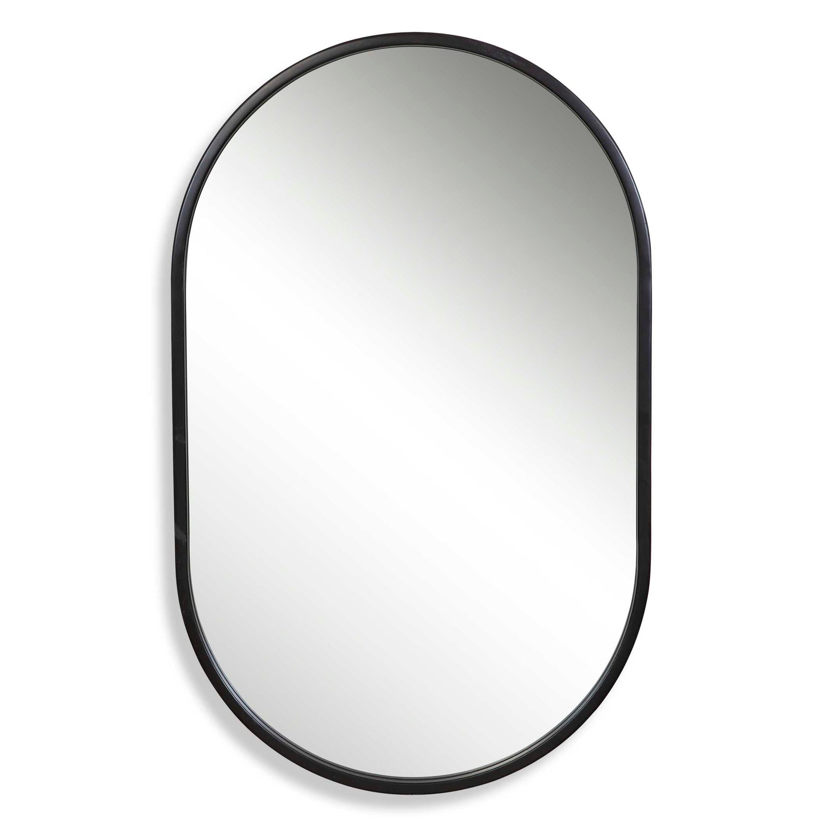 American Home Furniture Uttermost Varina Minimalist Black Oval Mirror