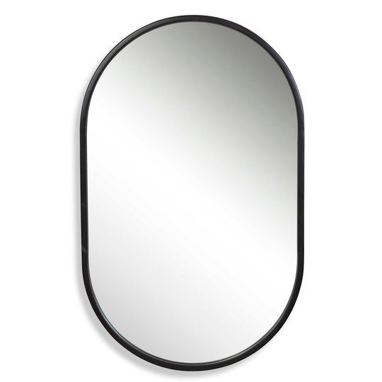 American Home Furniture Uttermost Varina Minimalist Black Oval Mirror