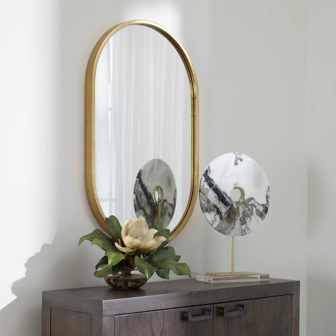 American Home Furniture Uttermost Varina Minimalist Gold Oval Mirror