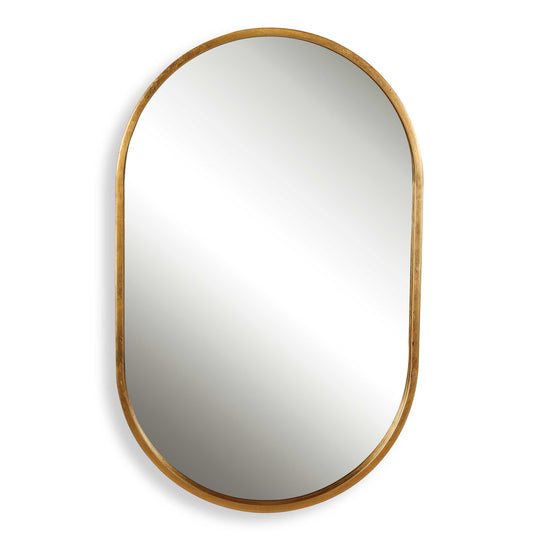 American Home Furniture Uttermost Varina Minimalist Gold Oval Mirror