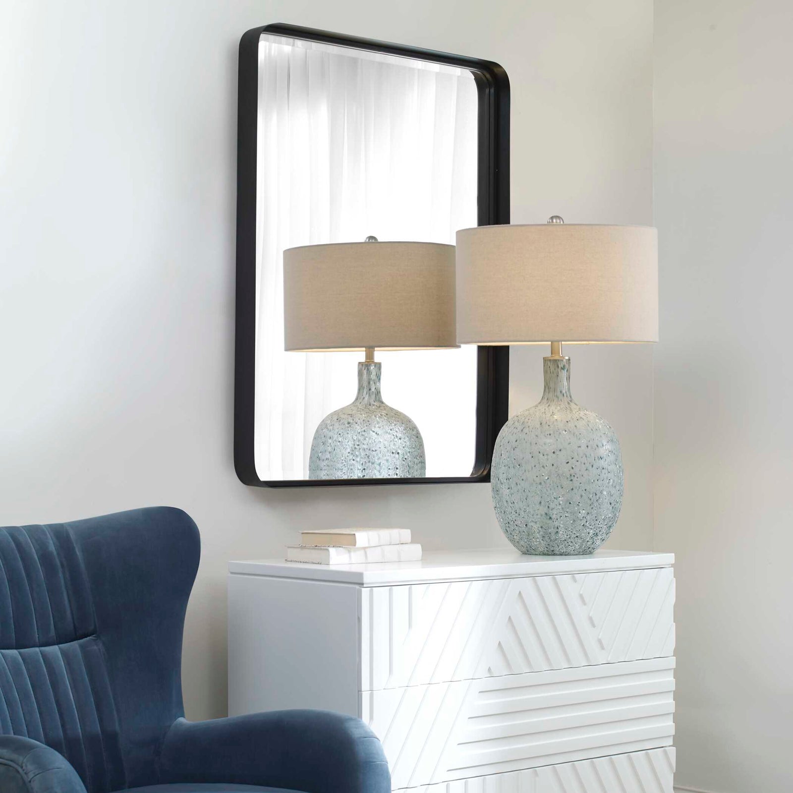 American Home Furniture Uttermost Crofton Black Large Mirror