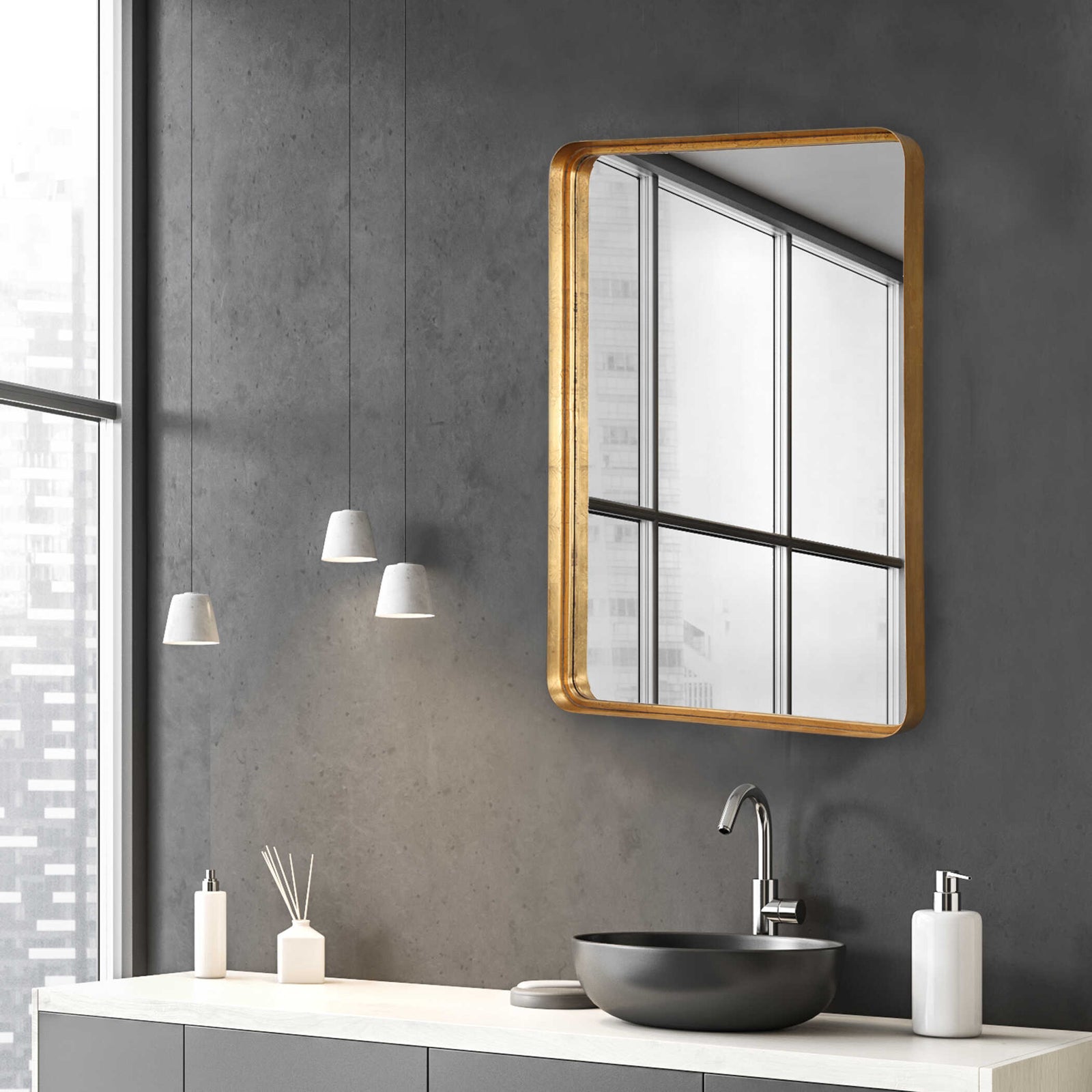 American Home Furniture Uttermost Crofton Gold Large Mirror