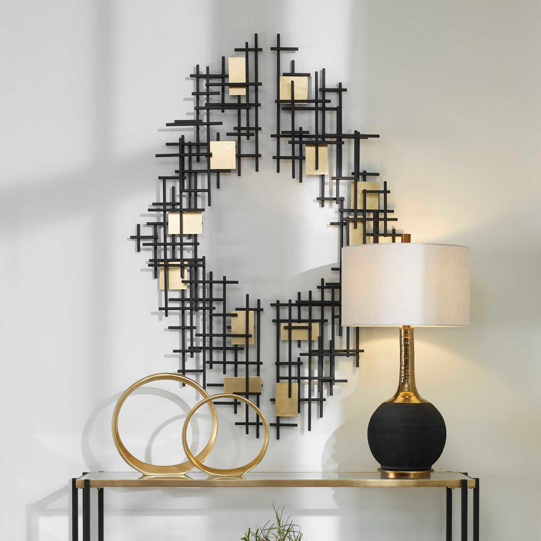 American Home Furniture Uttermost Reflection Metal Grid Wall Decor, Set of 2