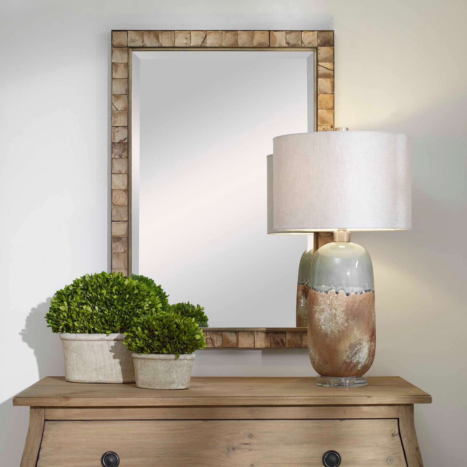 American Home Furniture Uttermost Cocos Coconut Shell Mirror