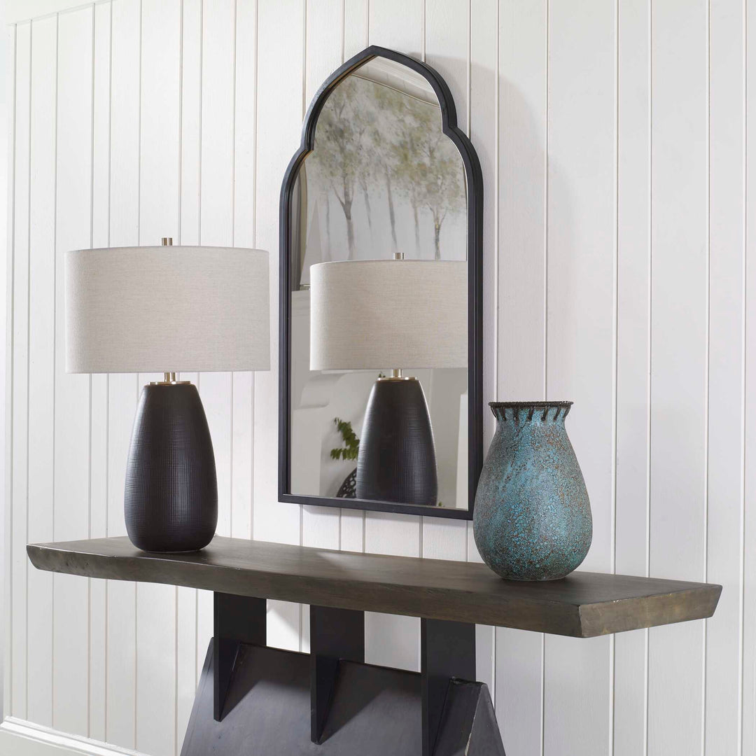 American Home Furniture Uttermost Kenitra Black Arch Mirror