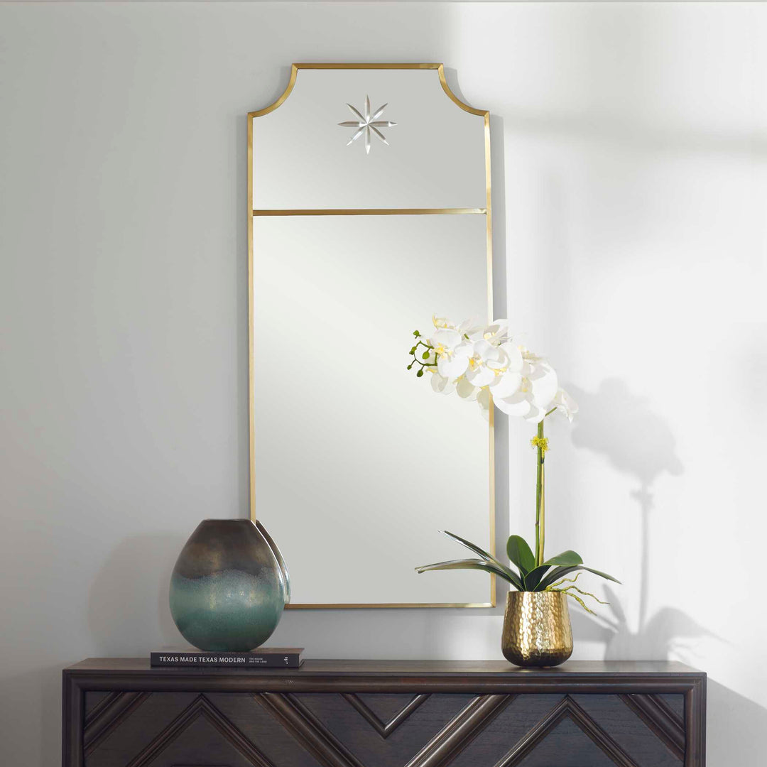 American Home Furniture Uttermost Caddington Tall Brass Mirror
