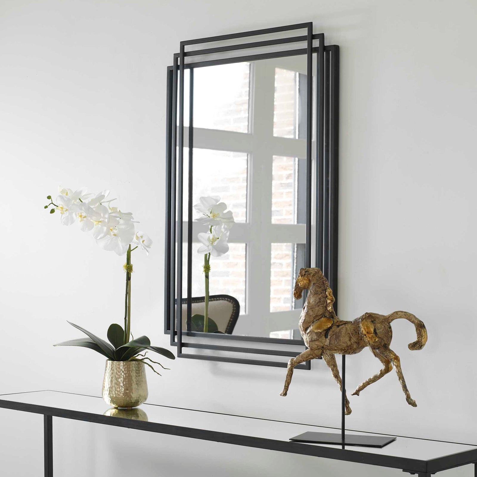 American Home Furniture Uttermost Amherst Black Iron Mirror