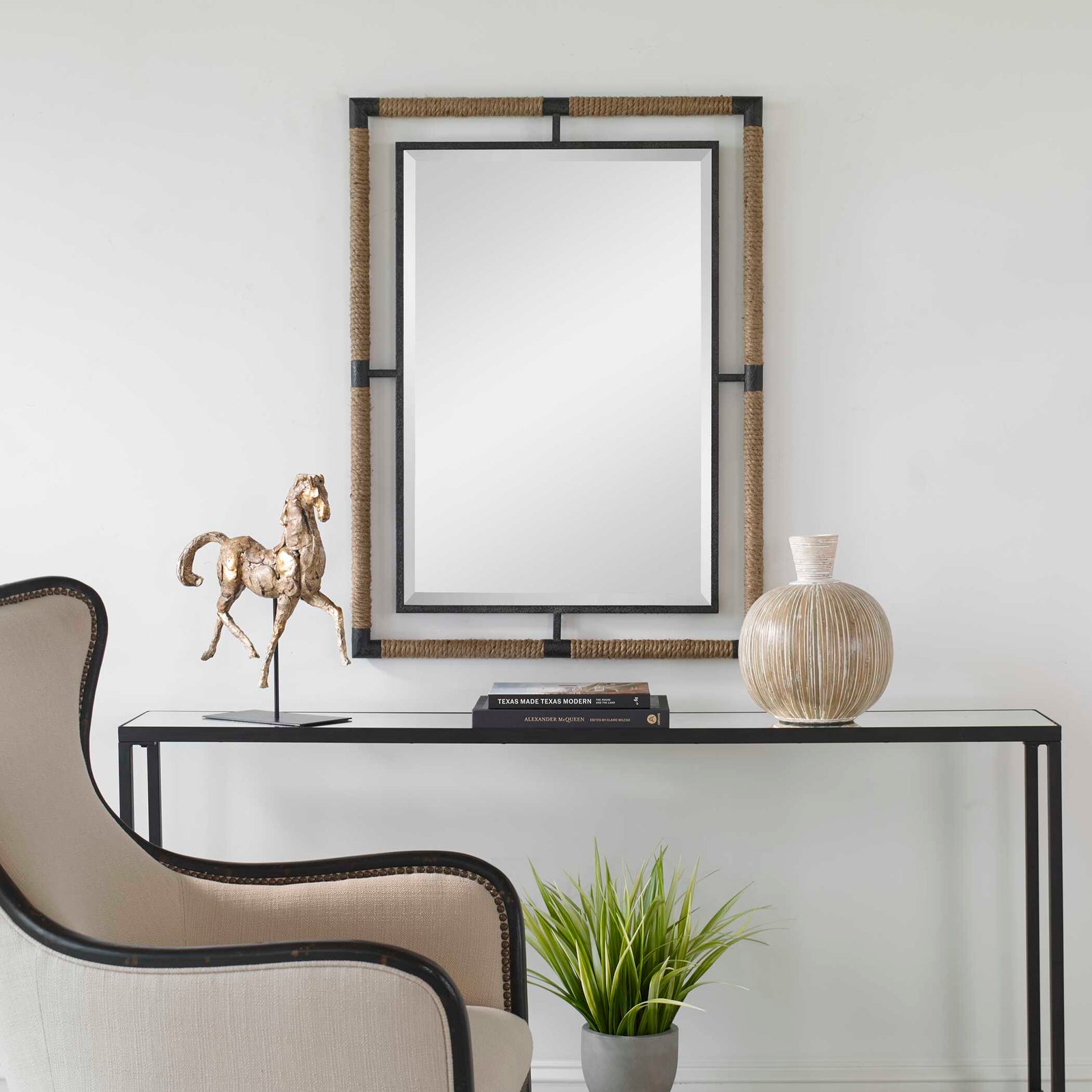 American Home Furniture Uttermost Melville Iron & Rope Mirror