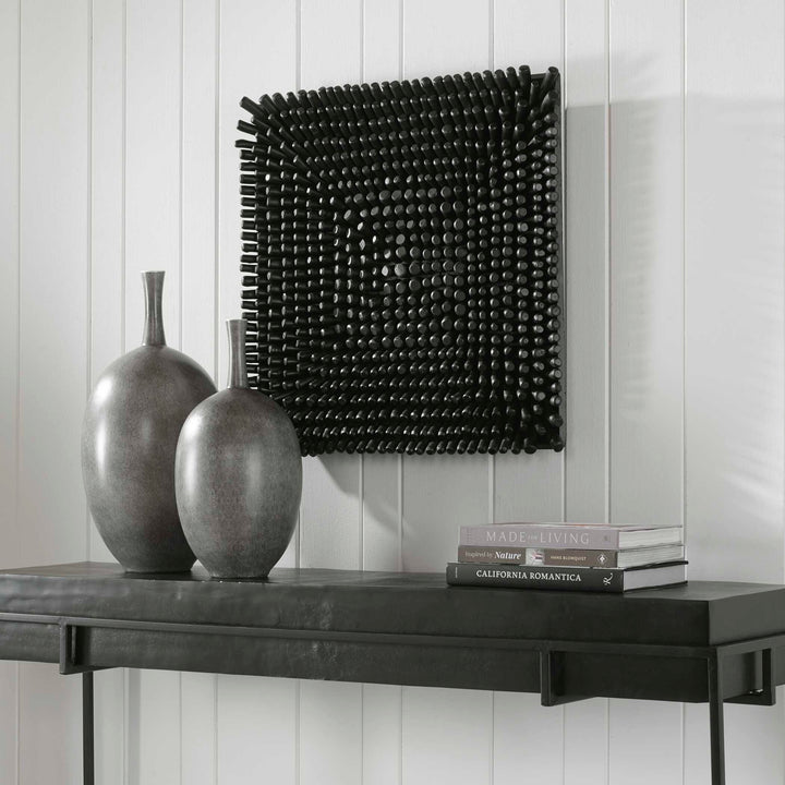 American Home Furniture Uttermost Portside Black Wood Wall Panel