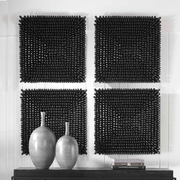 American Home Furniture Uttermost Portside Black Wood Wall Panel
