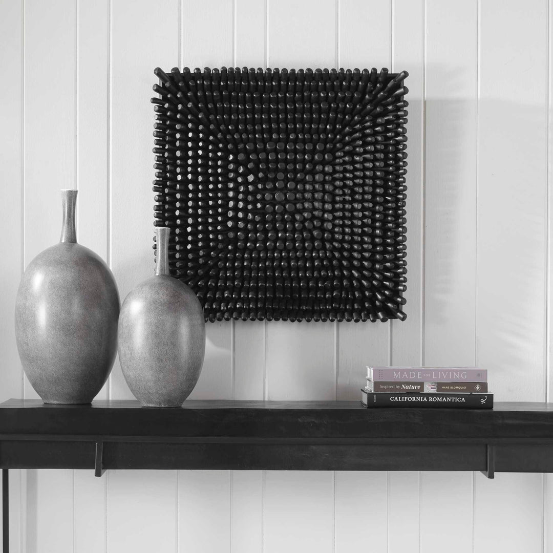 American Home Furniture Uttermost Portside Black Wood Wall Panel
