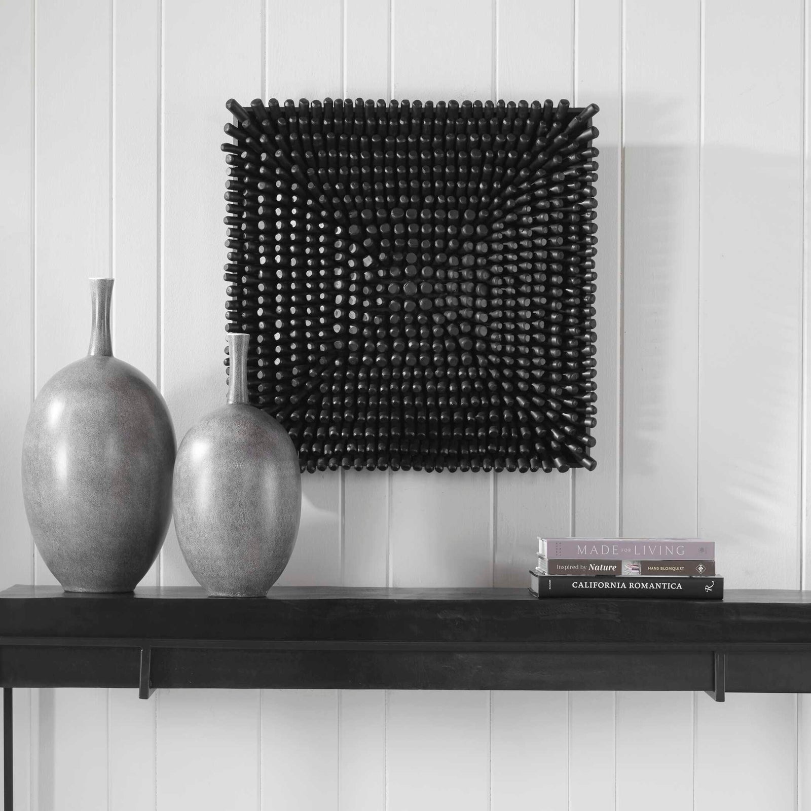 American Home Furniture Uttermost Portside Black Wood Wall Panel