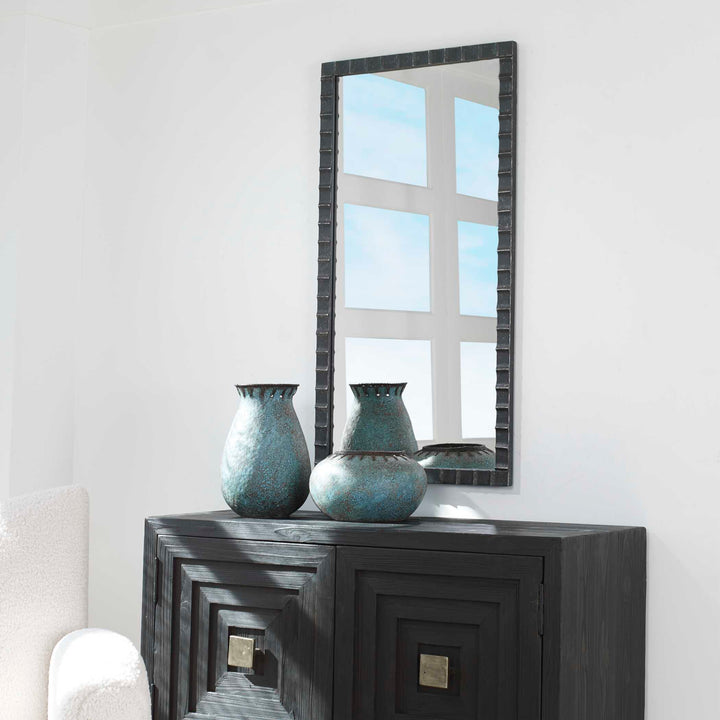 American Home Furniture Uttermost Dandridge Black Industrial Mirror
