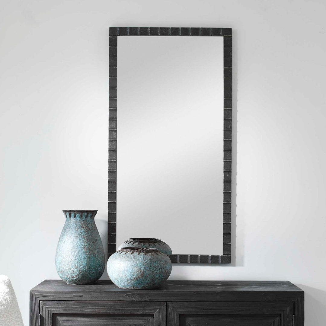 American Home Furniture Uttermost Dandridge Black Industrial Mirror