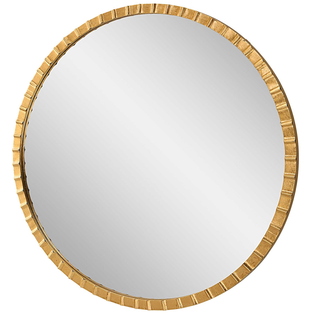 American Home Furniture Uttermost Dandridge Gold Round Mirror