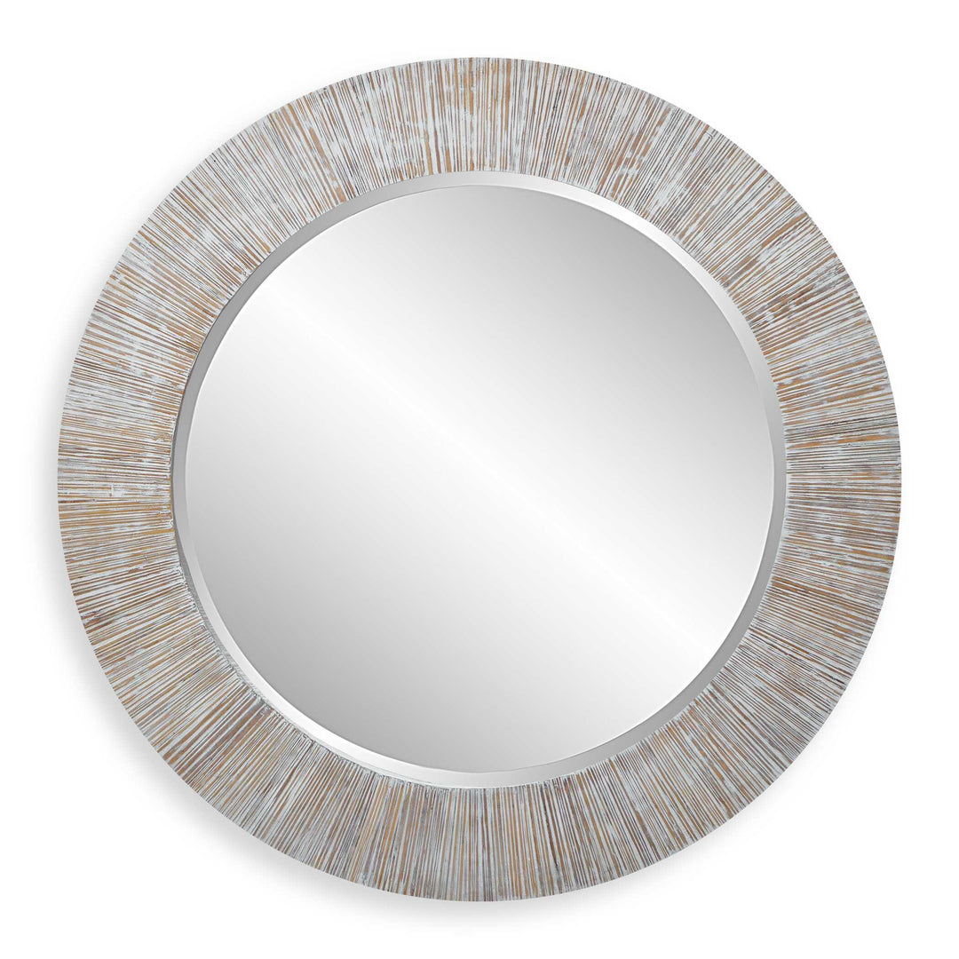 Repose Whitewash Round Mirror - AmericanHomeFurniture