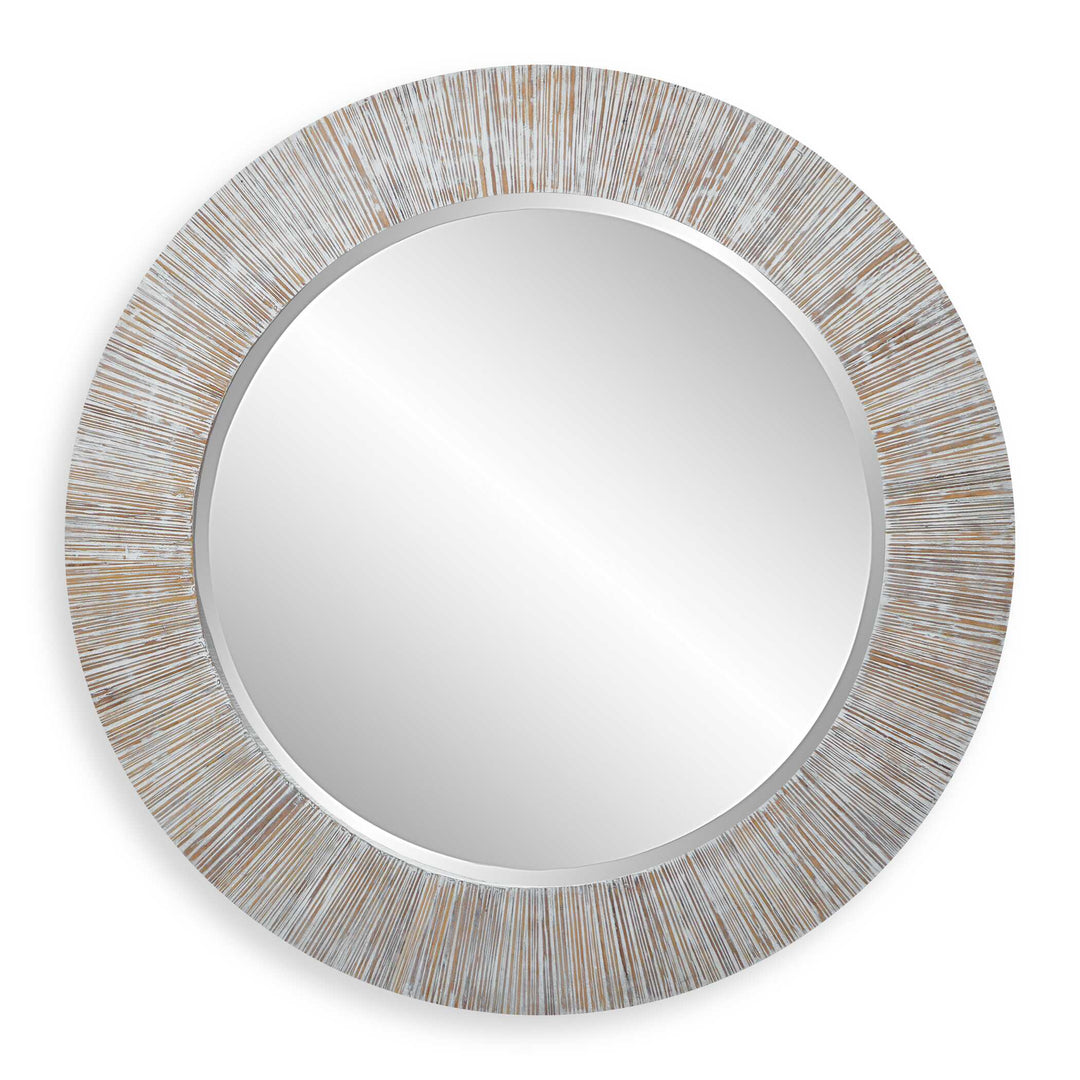 American Home Furniture Uttermost Repose Whitewash Round Mirror