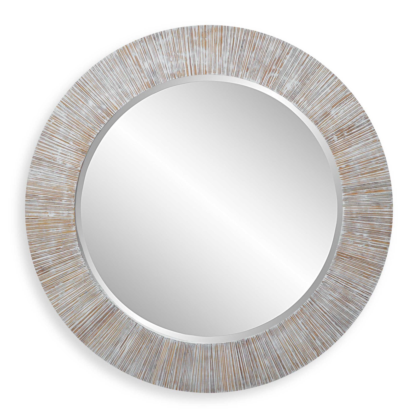 American Home Furniture Uttermost Repose Whitewash Round Mirror
