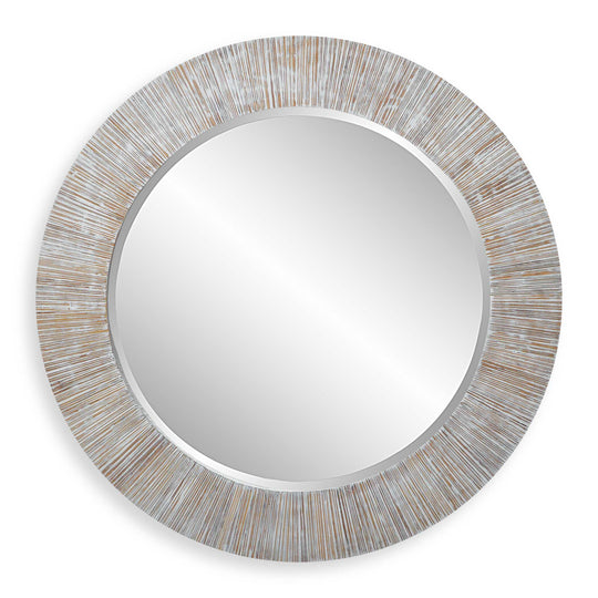 American Home Furniture Uttermost Repose Whitewash Round Mirror