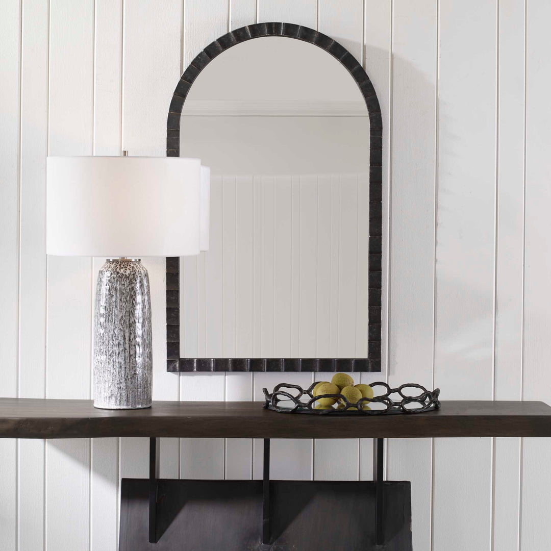American Home Furniture Uttermost Dandridge Black Arch Mirror
