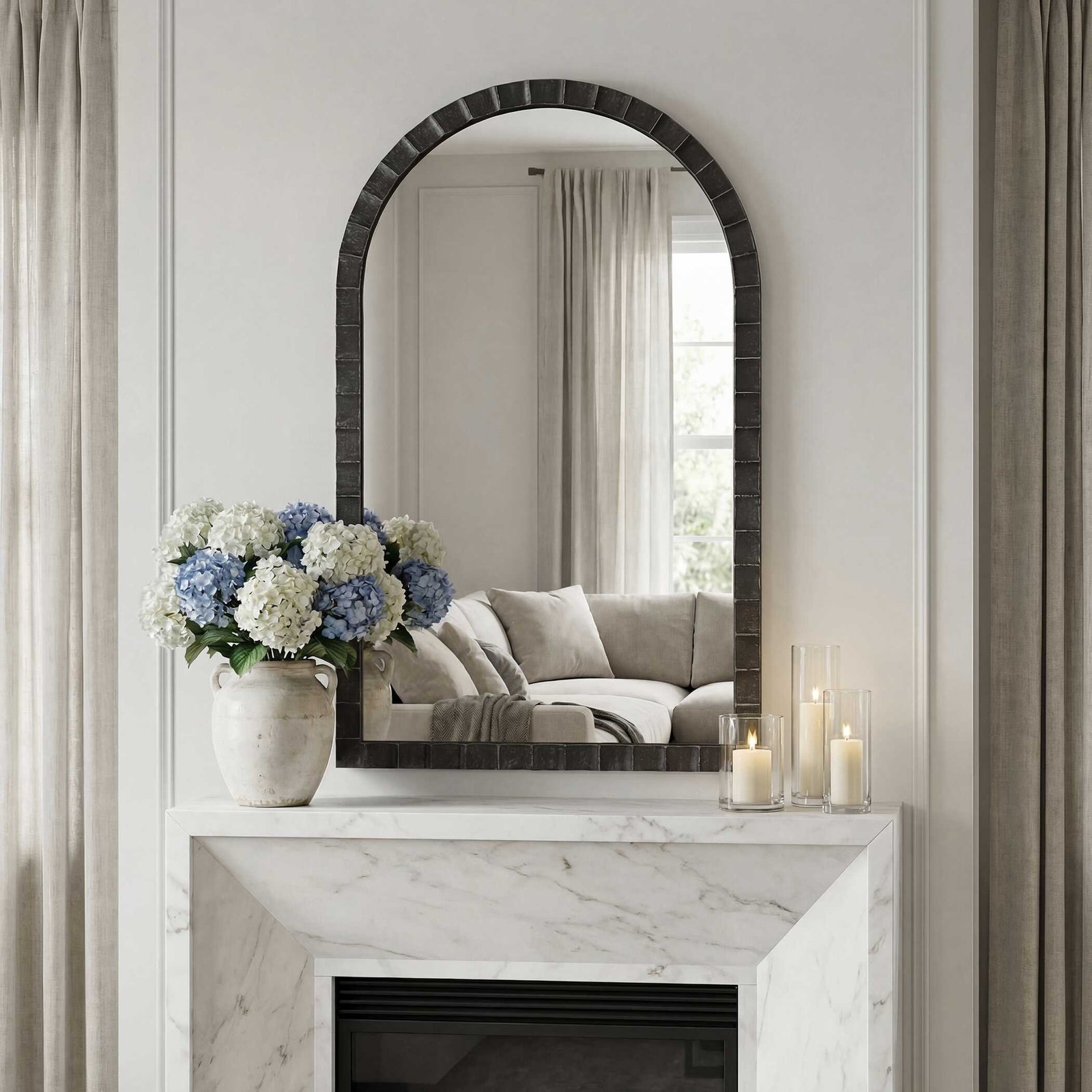 American Home Furniture Uttermost Dandridge Black Arch Mirror