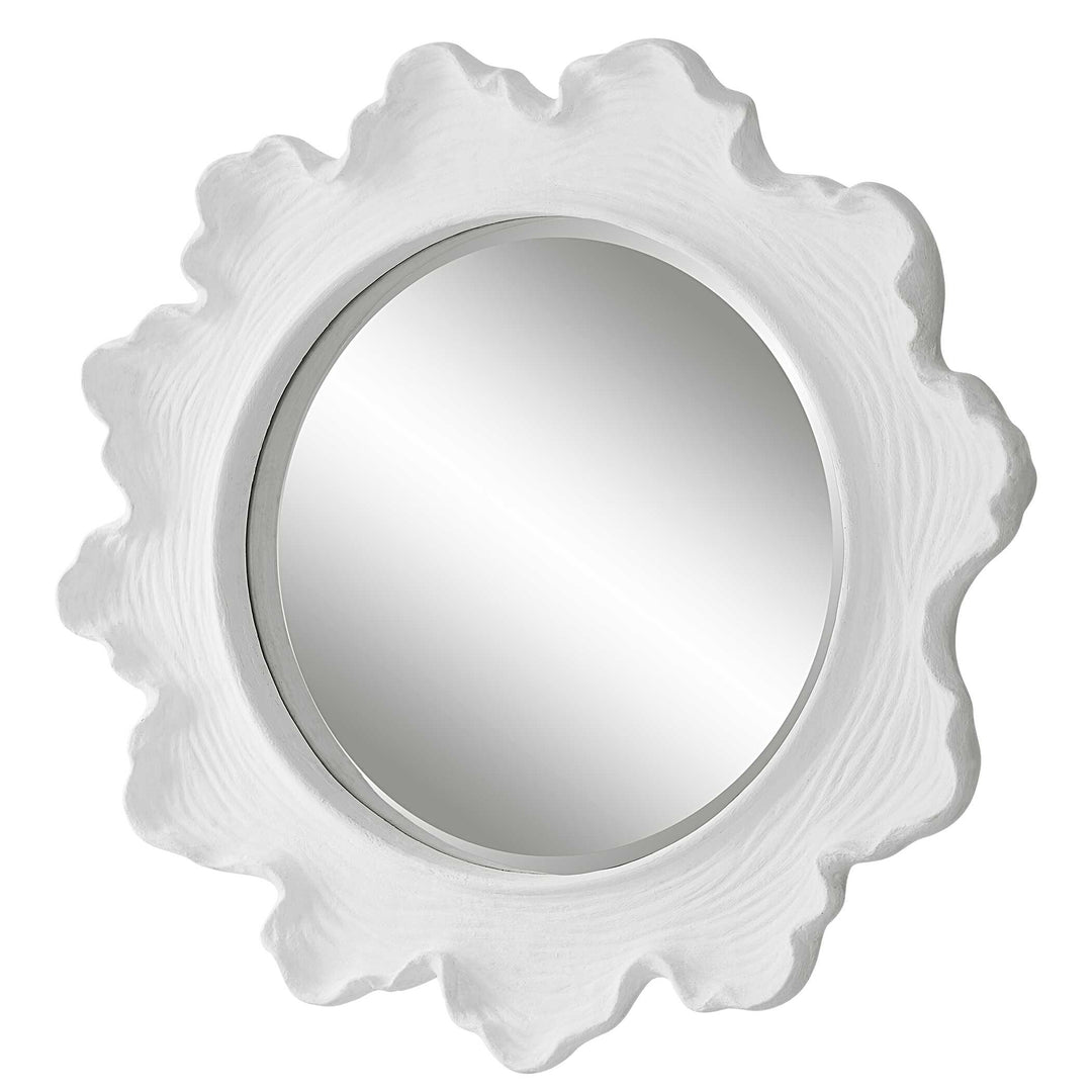 American Home Furniture Uttermost Sea Coral White Round Mirror