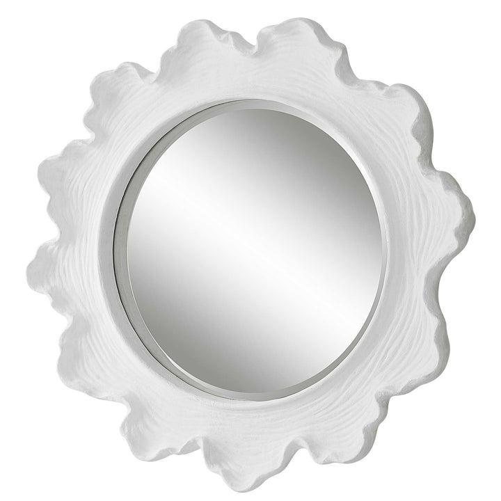 American Home Furniture Uttermost Sea Coral White Round Mirror