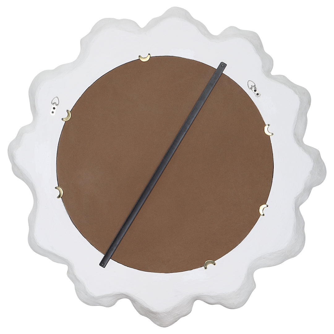 American Home Furniture Uttermost Sea Coral White Round Mirror
