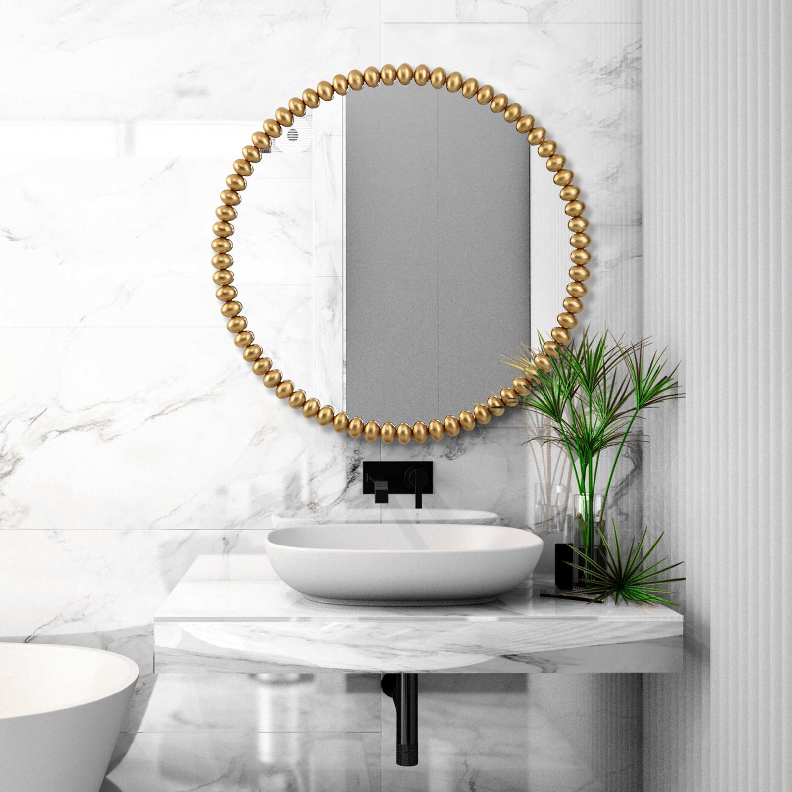 American Home Furniture Uttermost Byzantine Round Gold Mirror