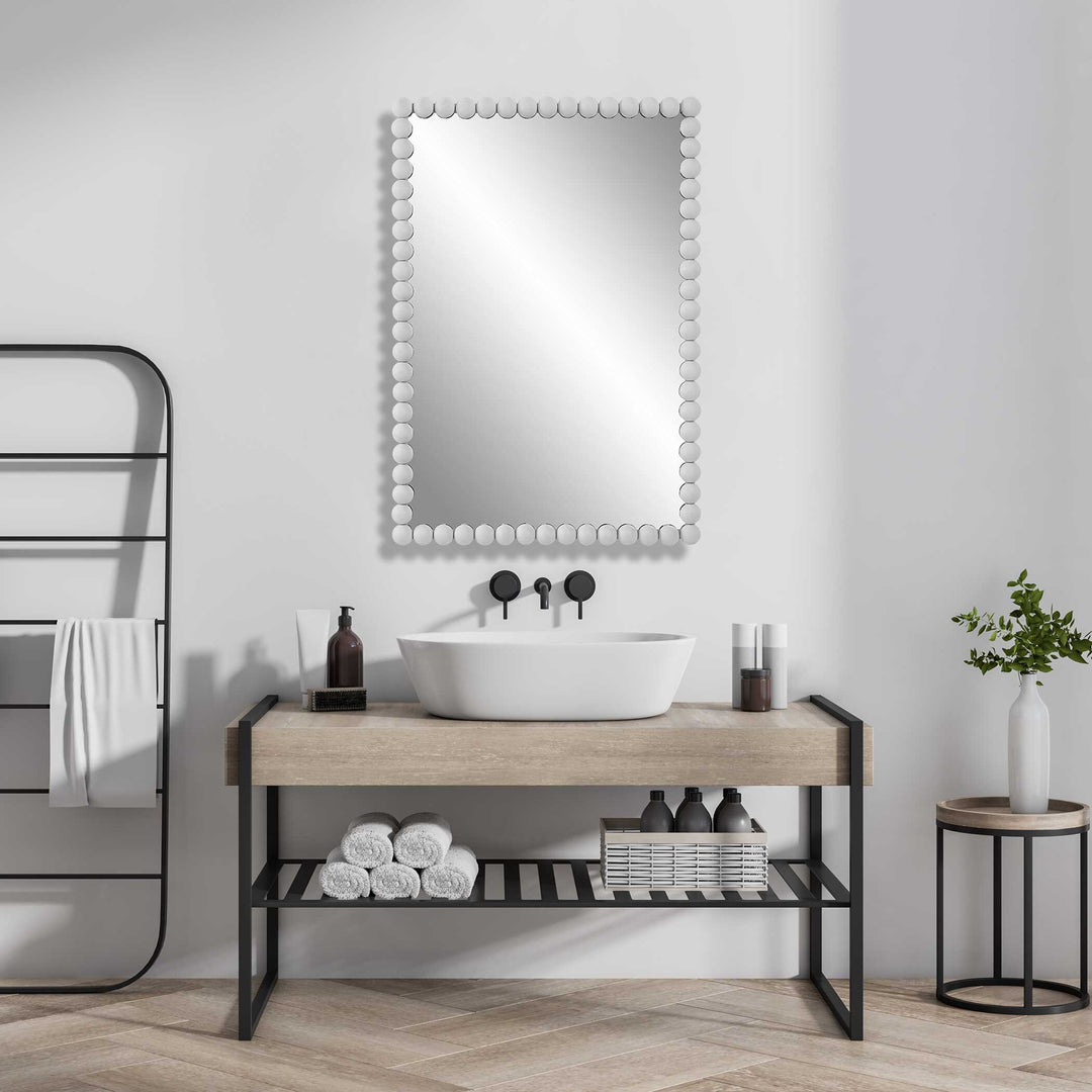 American Home Furniture Uttermost Serna White Vanity Mirror