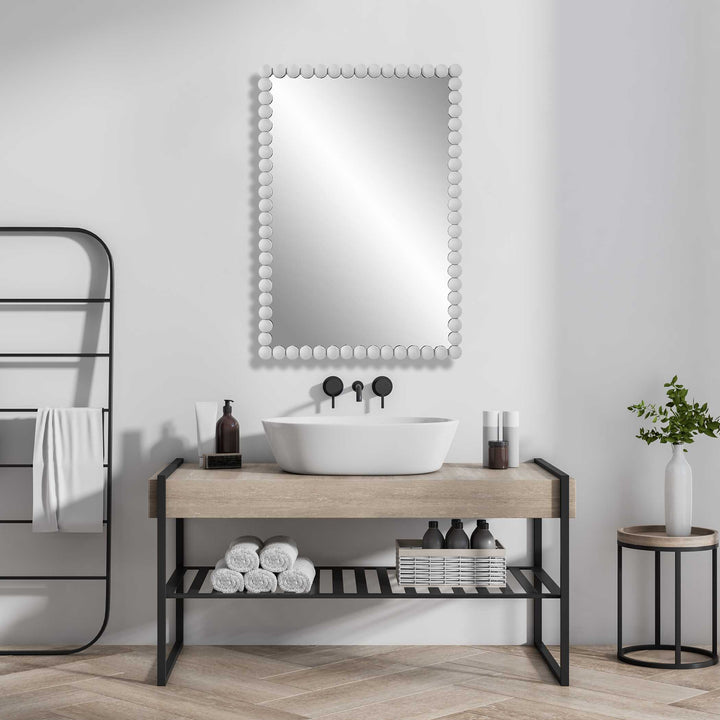 American Home Furniture Uttermost Serna White Vanity Mirror
